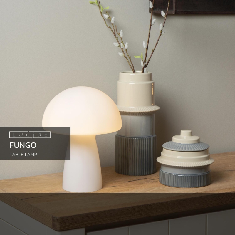 Lucide FUNGO - Stolná lampa - 1xE27 - Opál